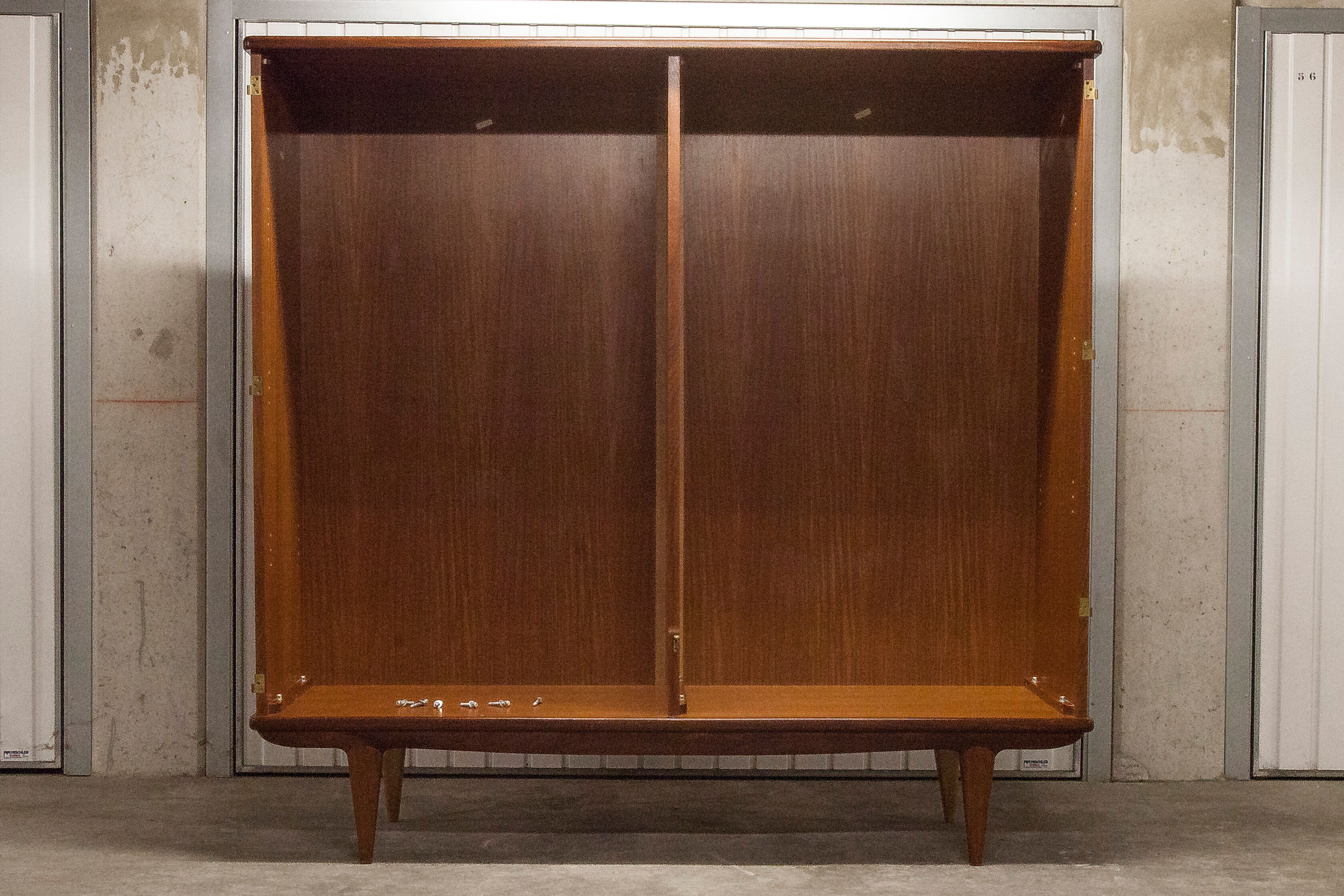 Scandinavian wardrobe 1960 teak 4 doors, 3 drawers, 2keys