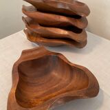 Series of 5 vintage wooden ramekins from the 70s