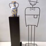Handmade Yellow and Blue Glazed Ceramic Amphora Vase by Zulimo Aretini, Ita