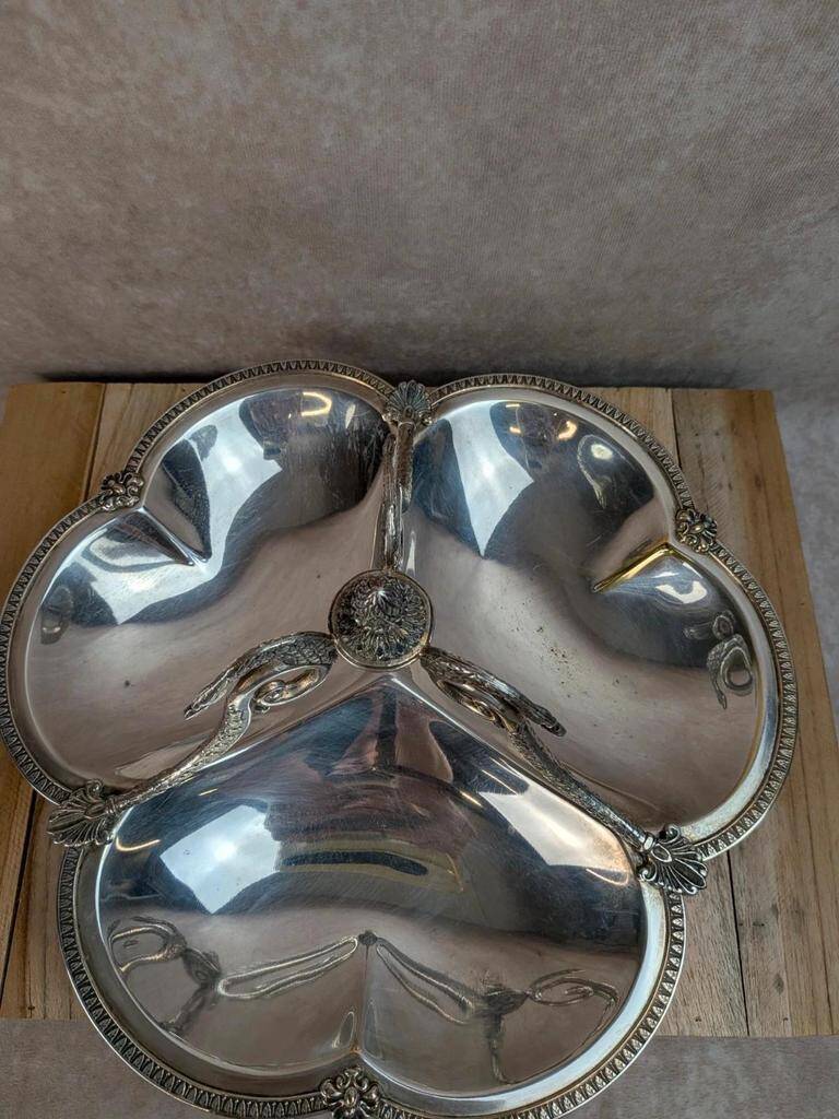 Antique hors d'oeuvre server Roux-Marquiand – Silver-plated – Swan decoration
