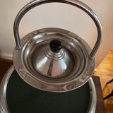 Modernist metal and leather standing ashtray