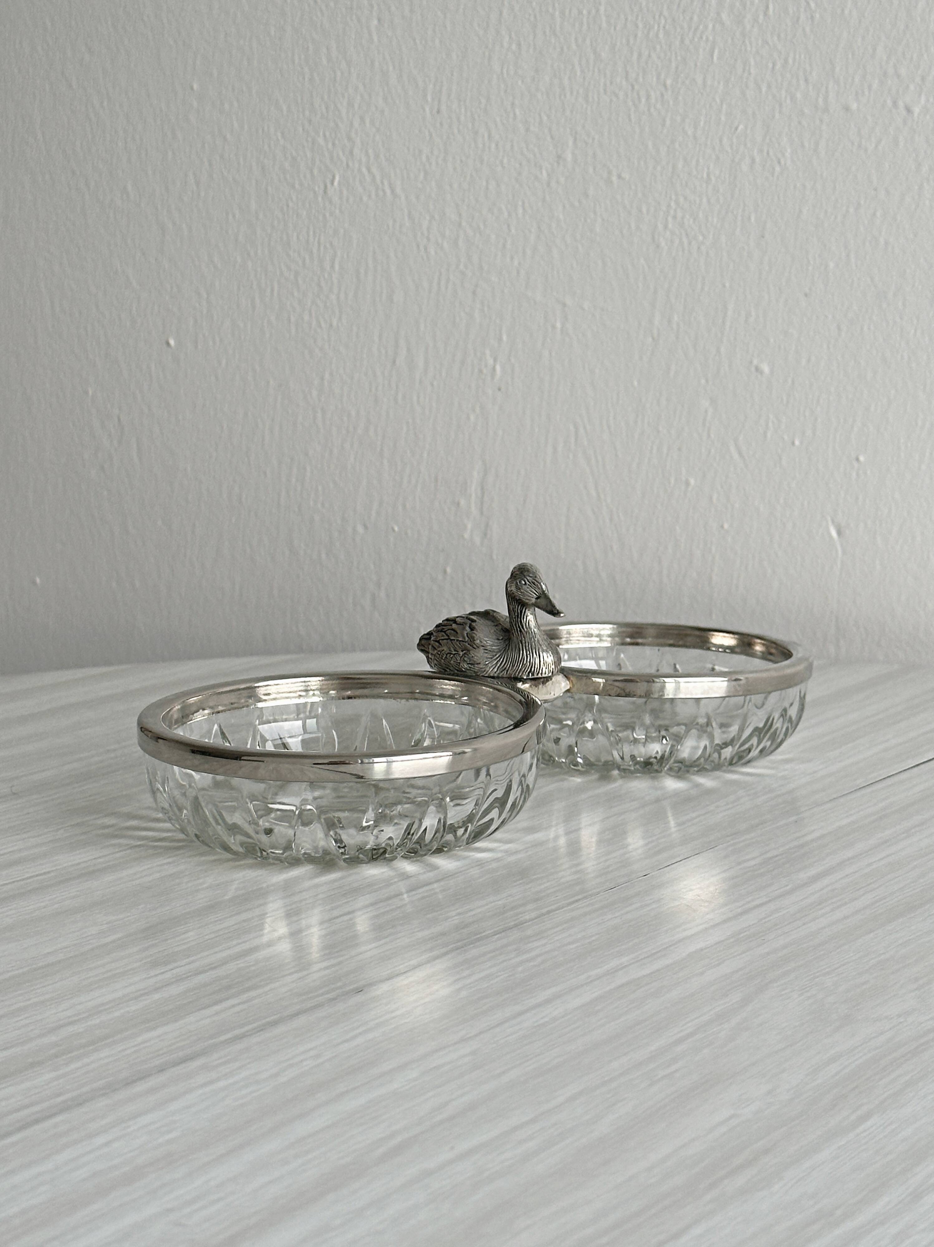 Double cut glass bowl