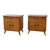 Pair of Mid-Century Nightstands with Compass Legs, 1950s