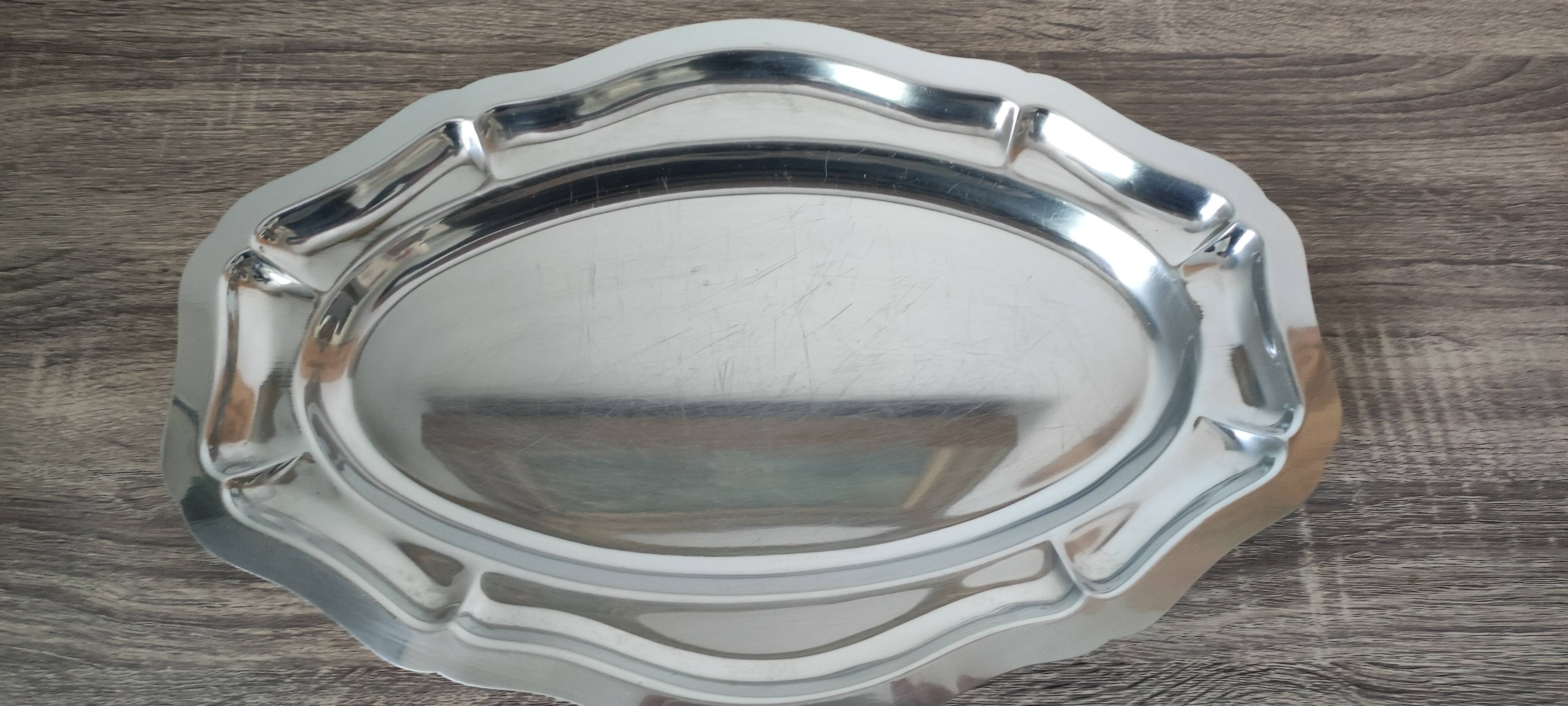 Oval stainless steel platter, Made in France