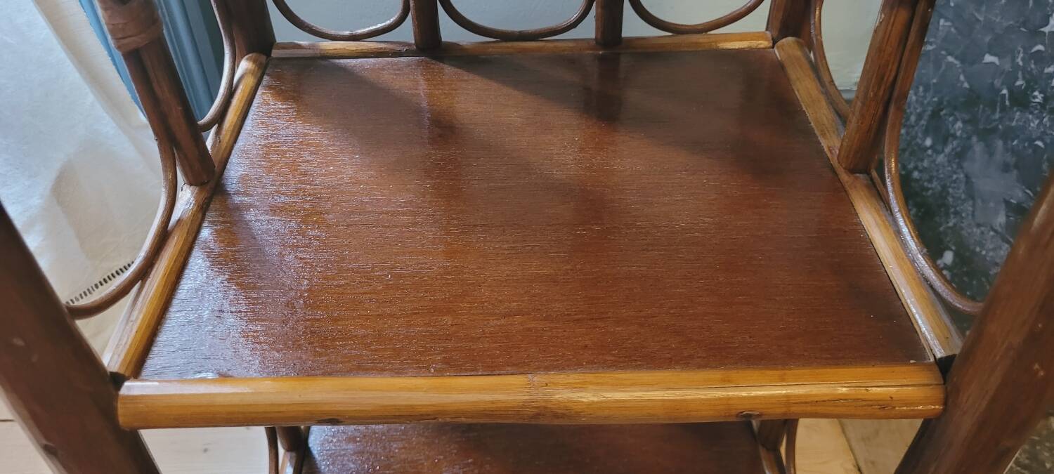 70's rattan shelf