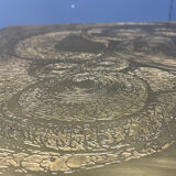 Etched brass and inlaid agate coffee table by Felix De Boussy, Belgium