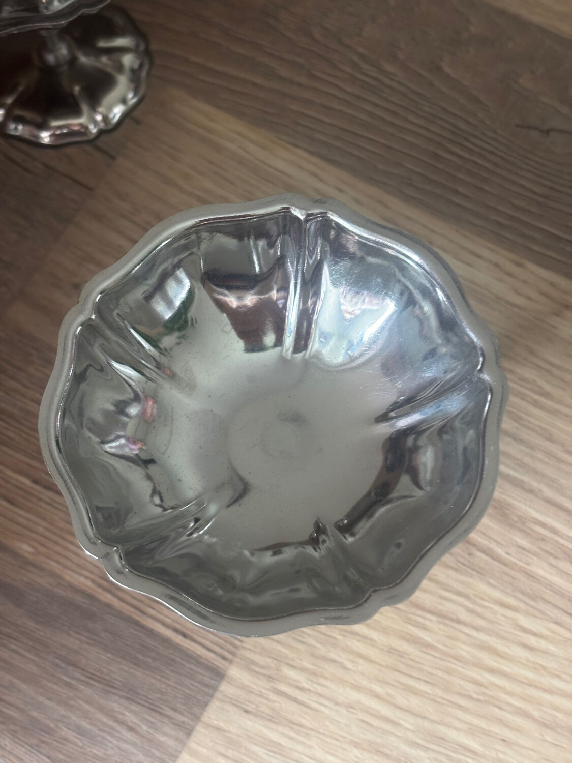 Vintage set of 6 finely engraved stainless steel bowls.