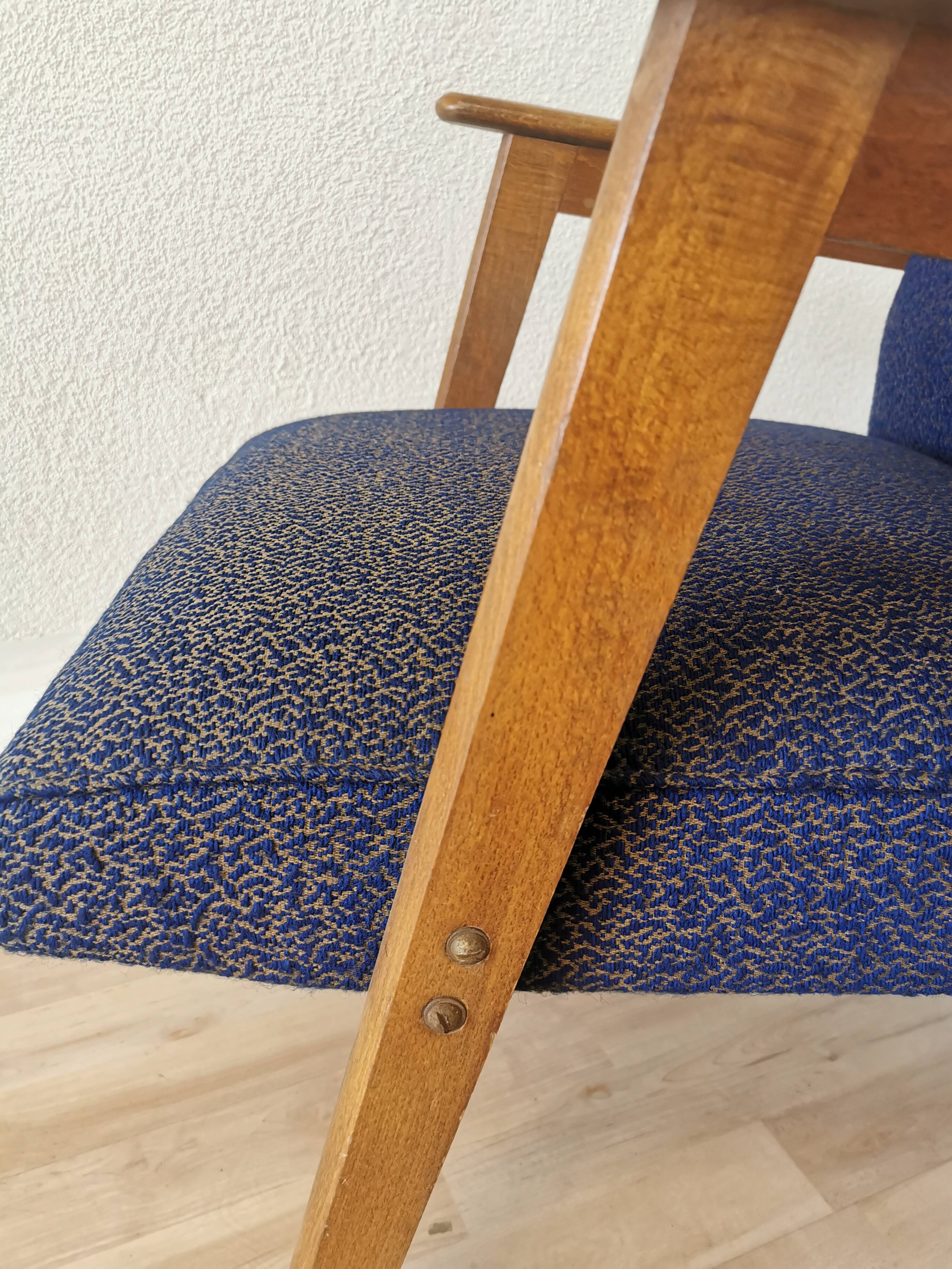 Vintage Royal Blue Armchair: Mid-Century Modern Lounge Chair