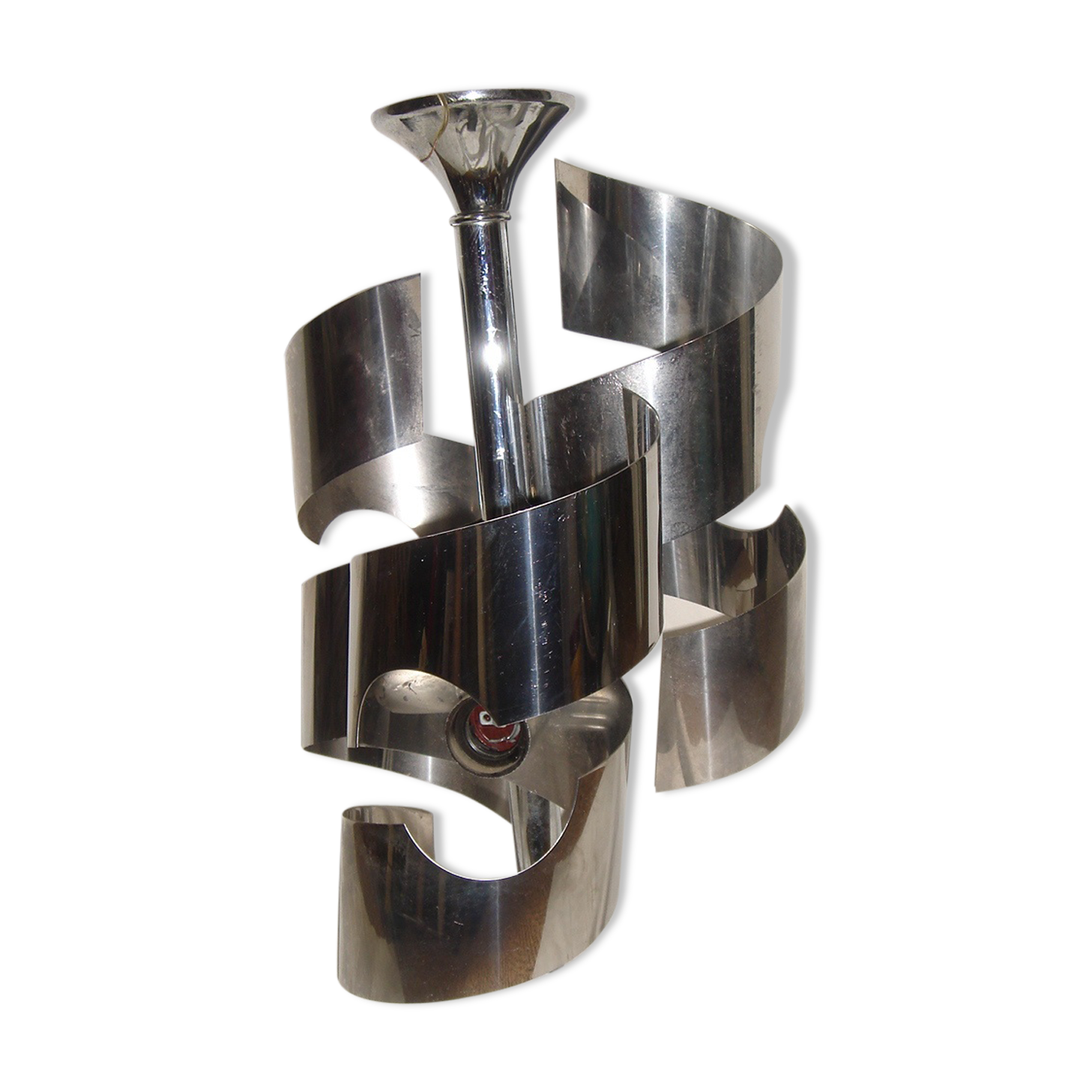 Space Age stainless chrome ceiling lamp 1970