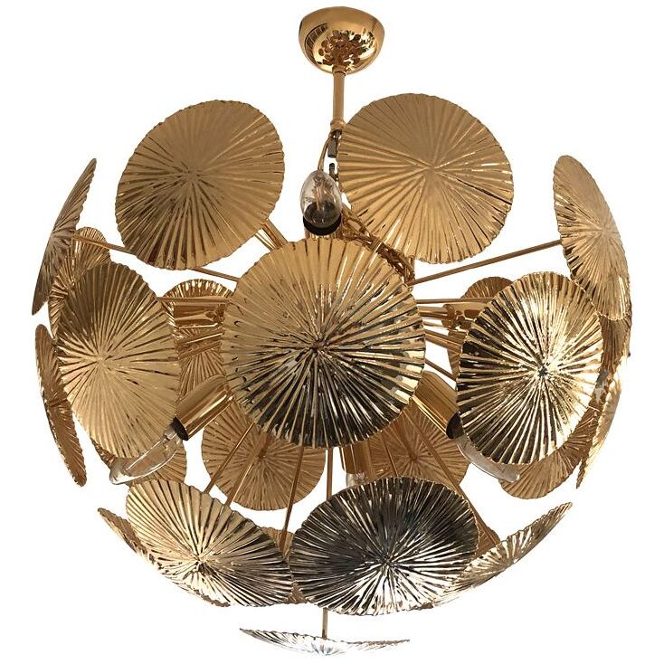 Water-lily brass sputnik chandelier