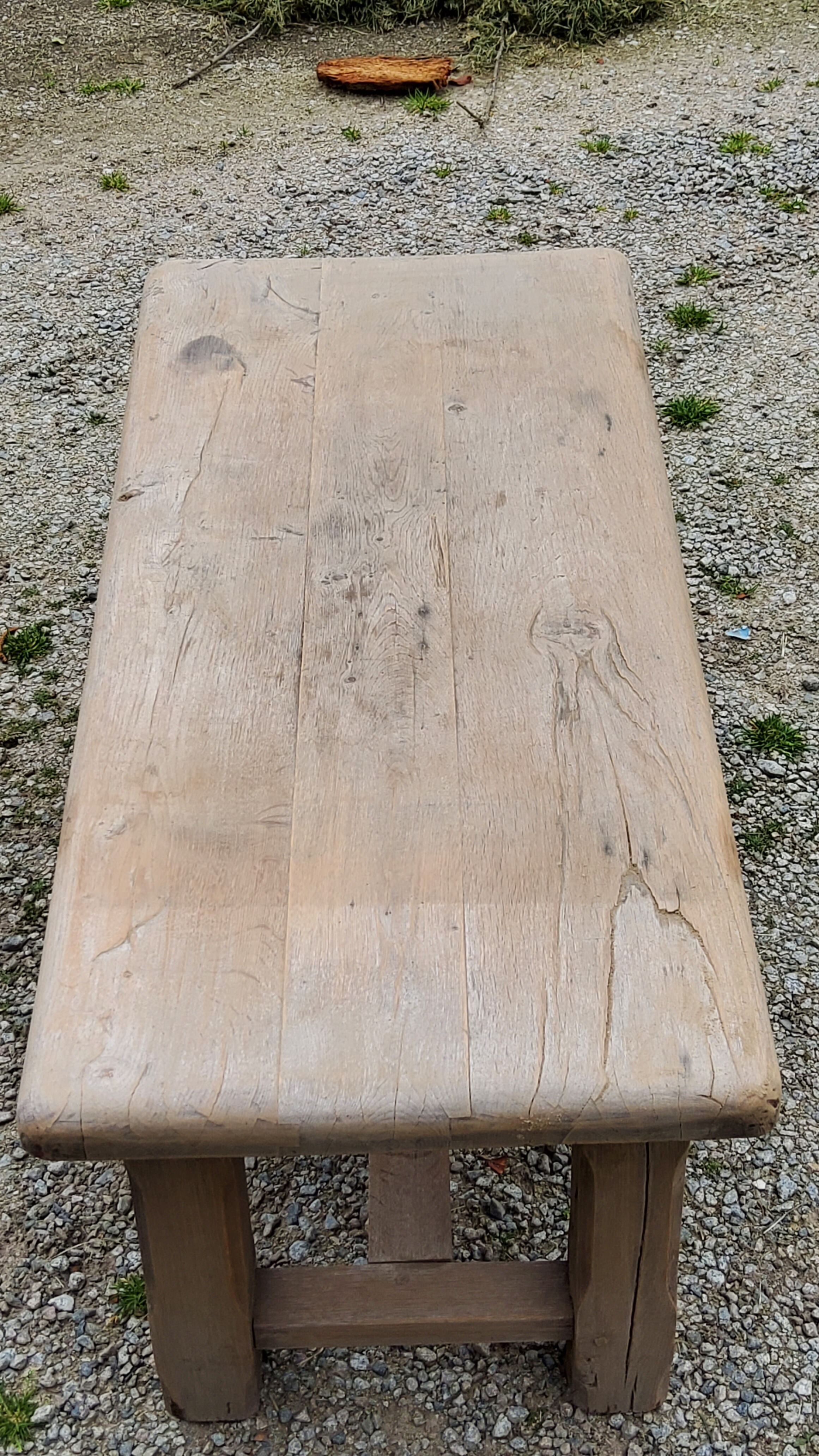 Old brutalist oak farmhouse coffee table