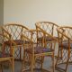 Set of 6 sculptural vintage bamboo dining chairs, modern Danish design, made in the 1960s.