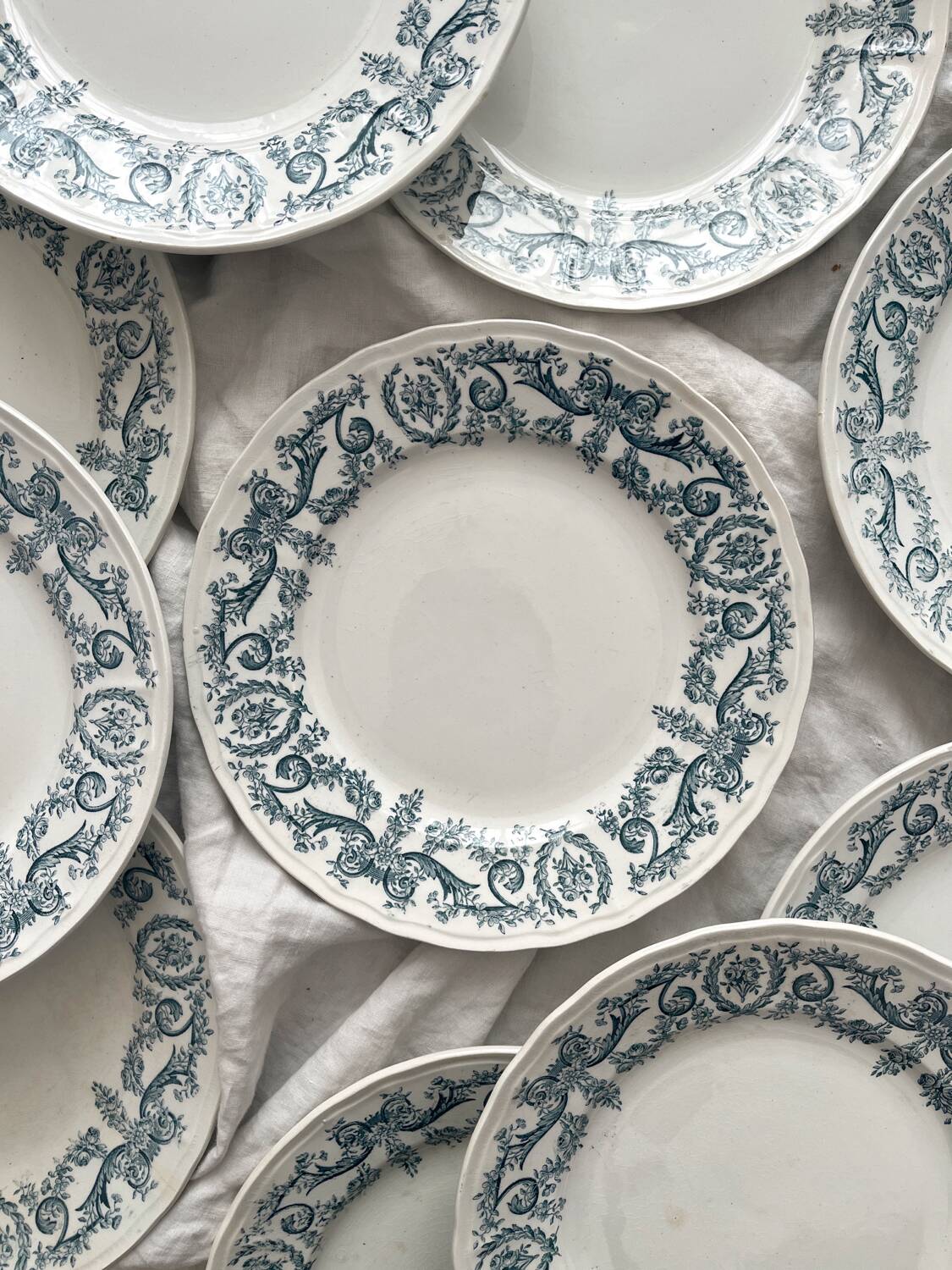 12 flat ironware plates “Louis XVI” Saint Amand and Hamage