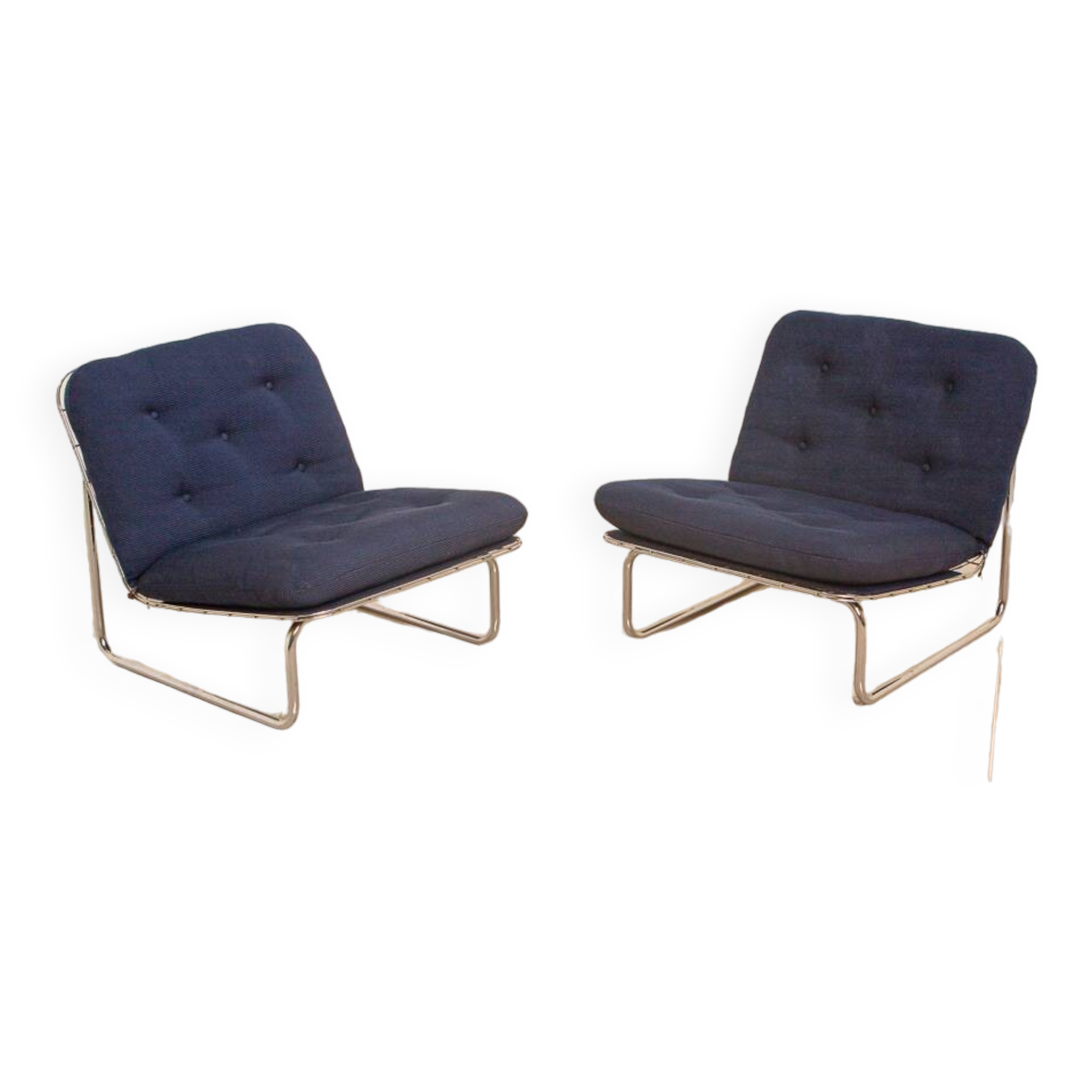 Pair of blue "666" armchairs by Kho Liang for Artifort 70's