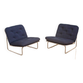 Paire de chauffeuses "666" bleu par Kho Liang pour Artifort 70's