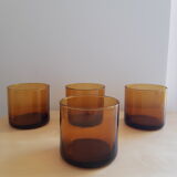 Set of 4 vintage amber whiskey glasses