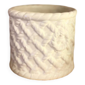 Cache pot en faïence blanc tressé