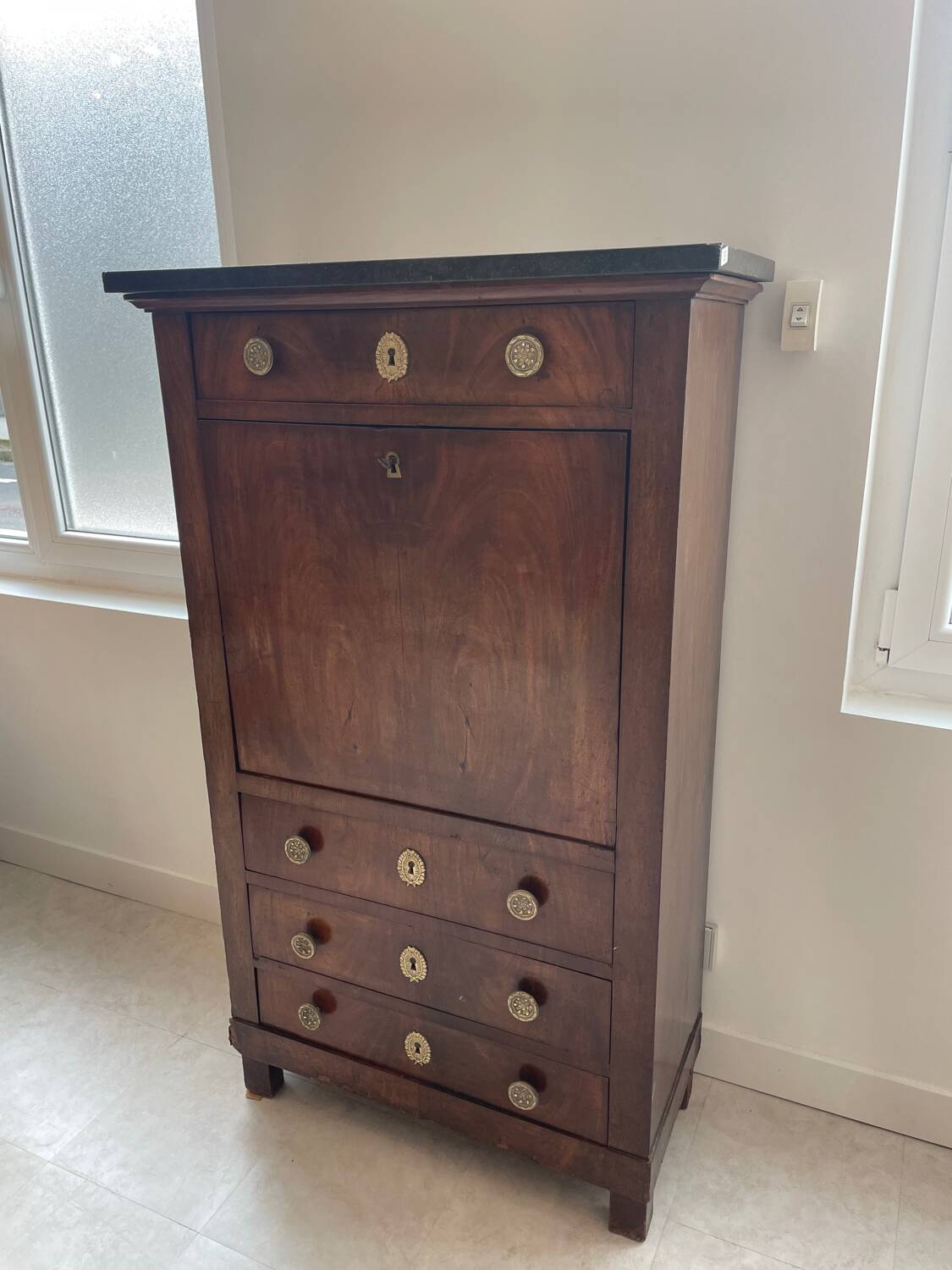 Empire mahogany veneer secretary