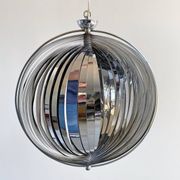 Space Age chrome aluminium moon hanging lamp,  slat lamp