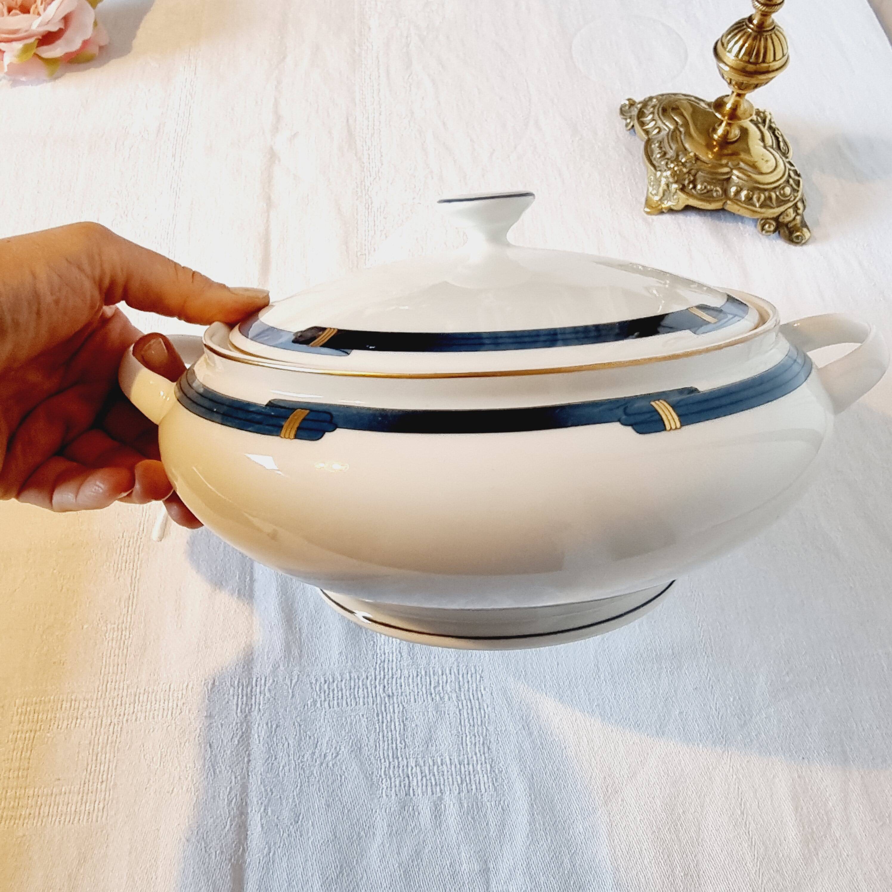 Christofle Pavillon soup tureen for Limoges Model Iriana Blue