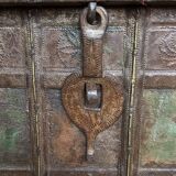 Old chest - dowry console from Bikaner in teak and wrought iron