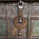 Old chest - dowry console from Bikaner in teak and wrought iron