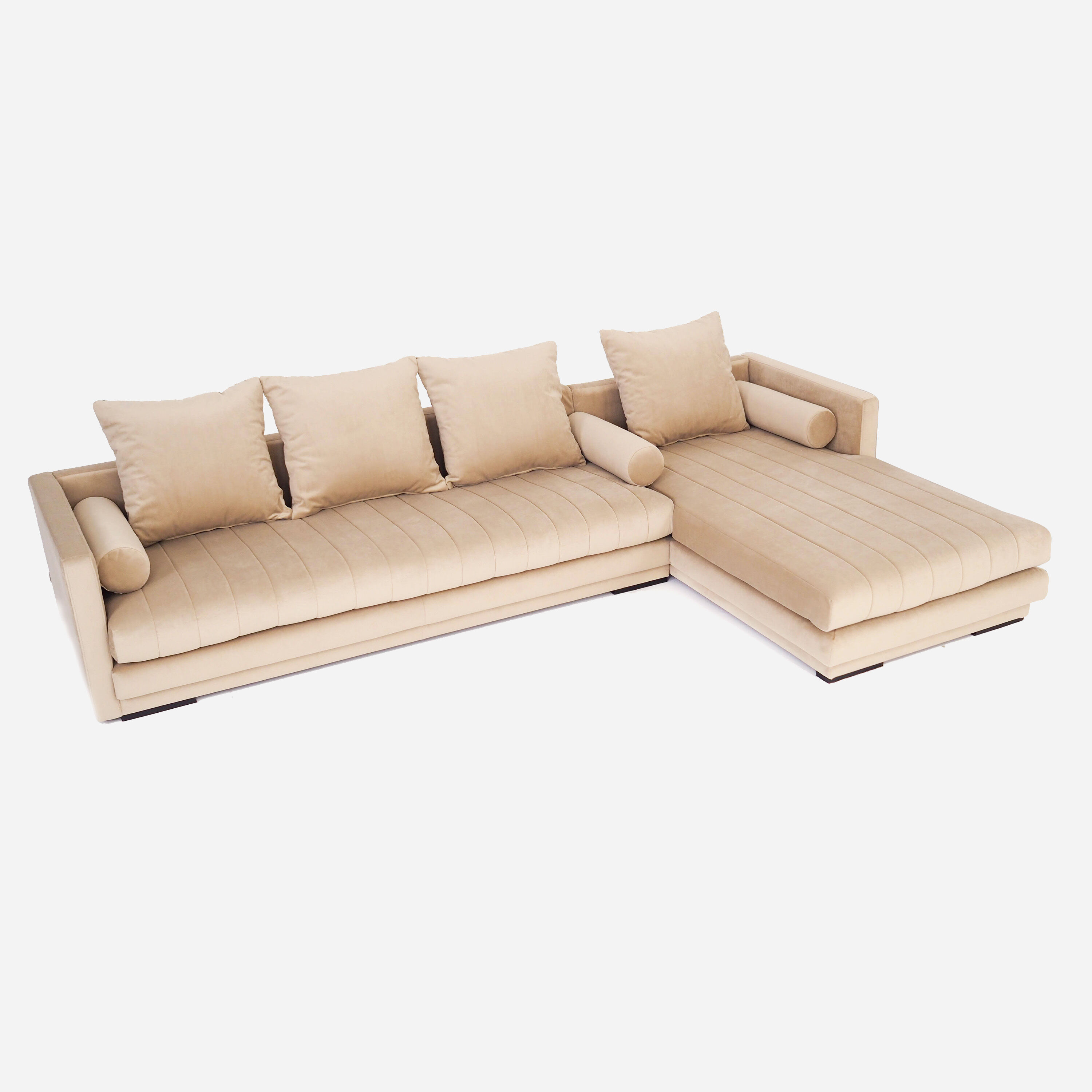 Canapé d’angle kopenhaga beige velour, design scandinave