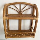 Vintage rattan wall shelf