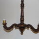 Carved wooden chandelier patinated brown, 3 arms of light