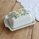Large vintage faience butter dish and barbotine with fruit motif - Gerber Prestige
