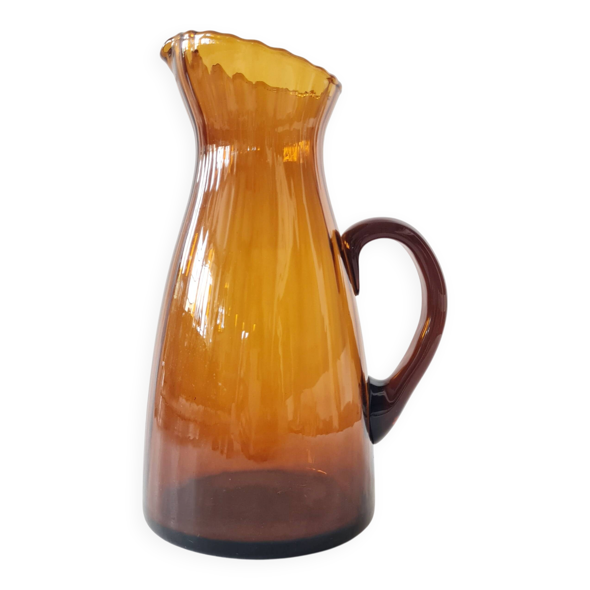 Amber glass carafe - lace neck