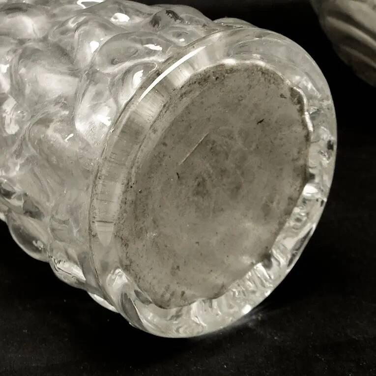 Mid-century modern vase, transparent glass, Poland, 1970s