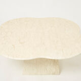 Large free-shaped coffee table clover in Italian travertine 1970