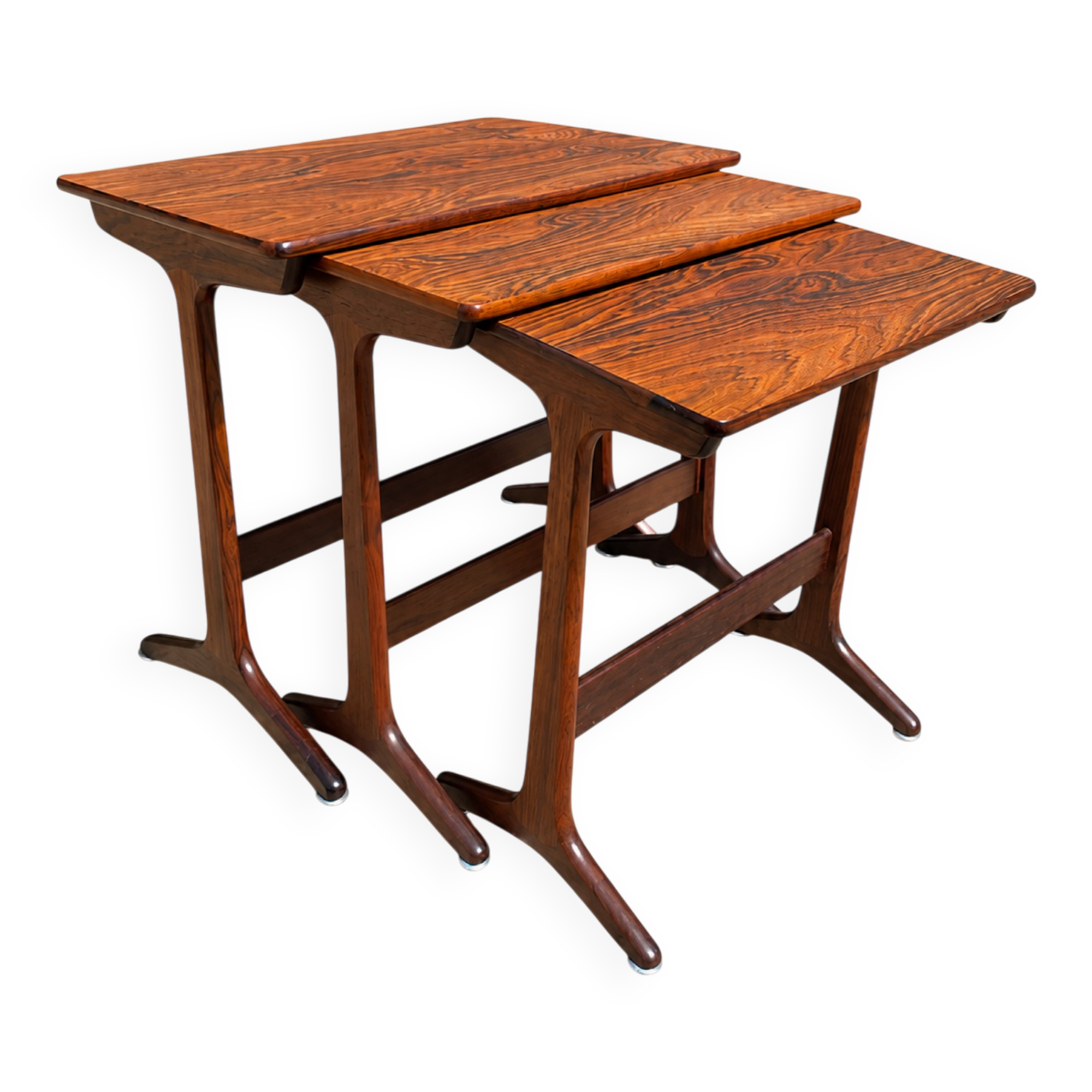 Nesting tables in rosewood by Kai Kristiansen