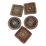 5 braided straw coasters bohemian style