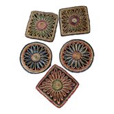 5 braided straw coasters bohemian style