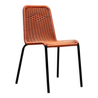 Chaises de jardin en câble plastique tressé orange