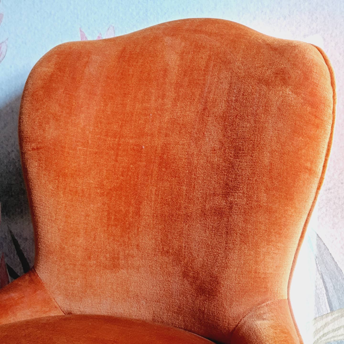 Velvet toad armchair and orange fringes