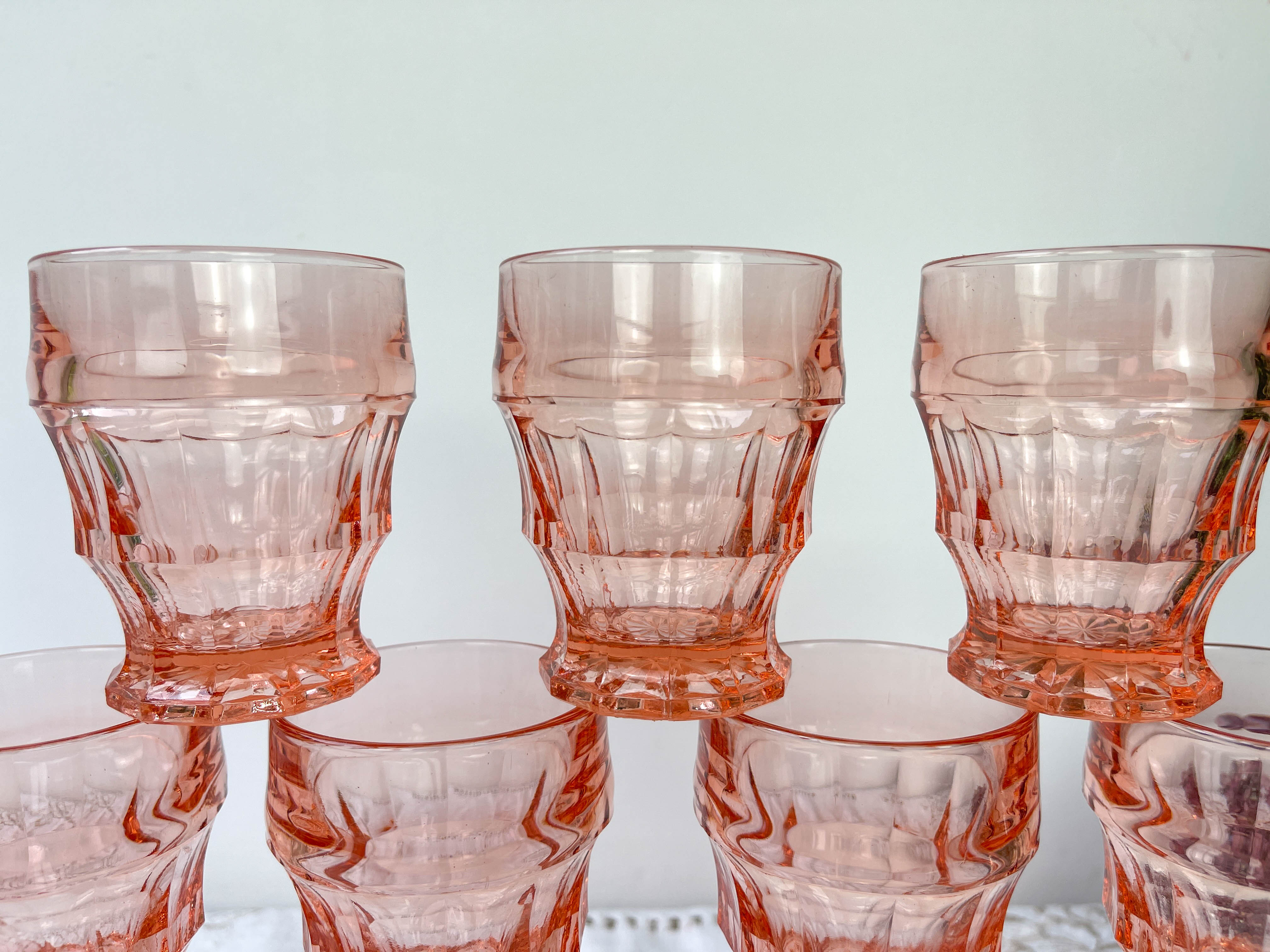 6 verres rose vintage style art déco
