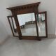 Trypic mirror, with tablet. Velvet and openwork metal braces