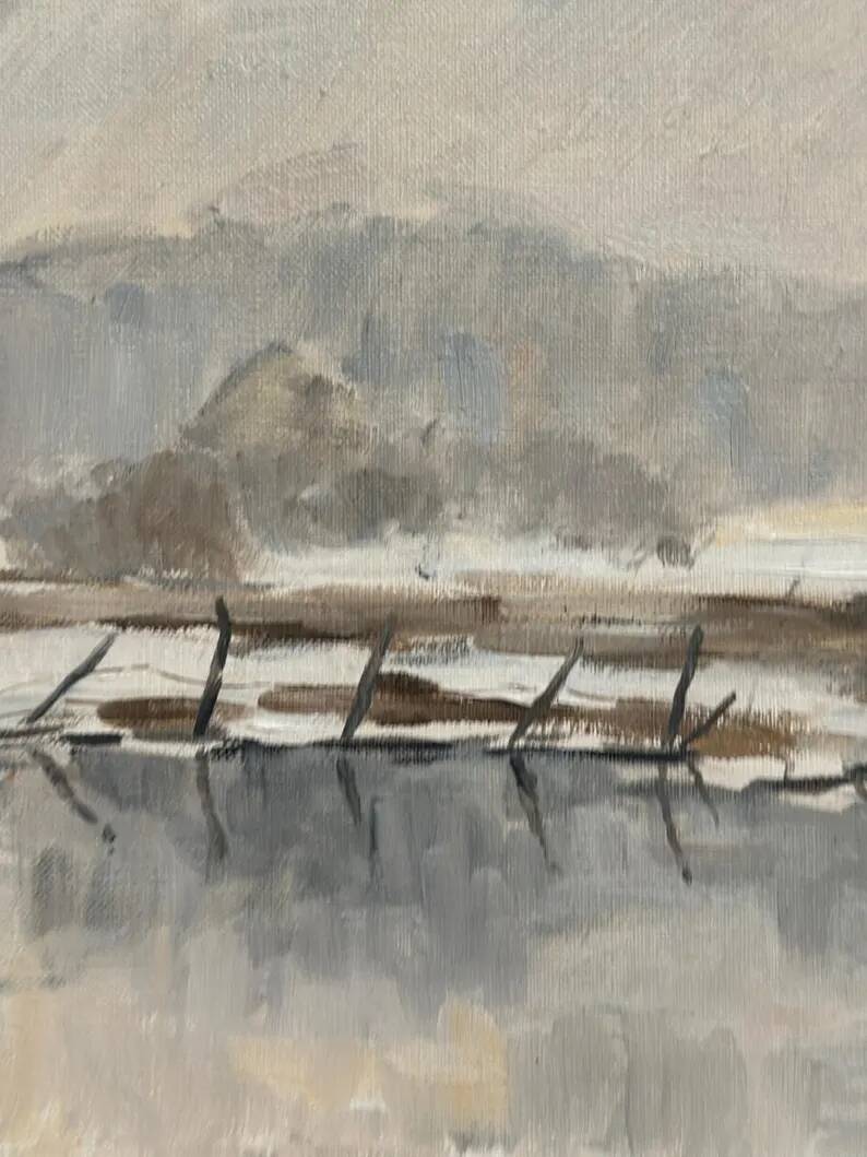 Original Swedish Oil on Canvas – “Lanskap” by K. Sjöö – Vintage & Framed – 37.5 × 29.5 cm (14.7" × 11.6")