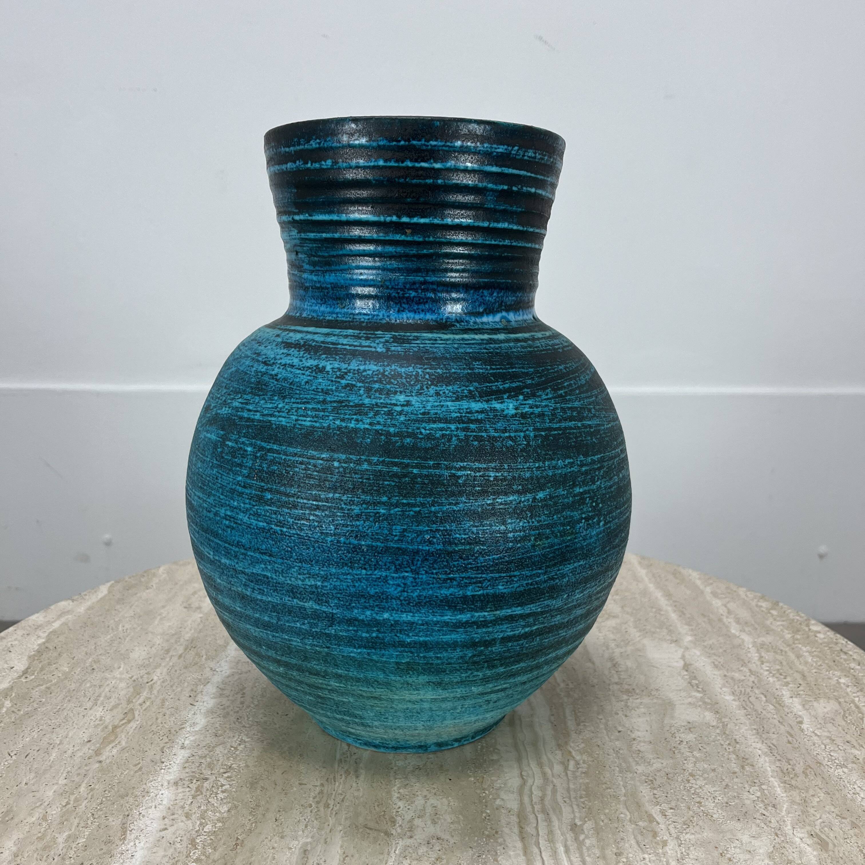 Accolay vase, blue Gallic ceramic, 1960s