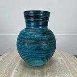Accolay vase, blue Gallic ceramic, 1960s