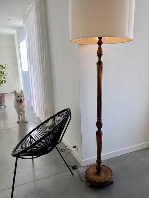 Mango wood floor lamp