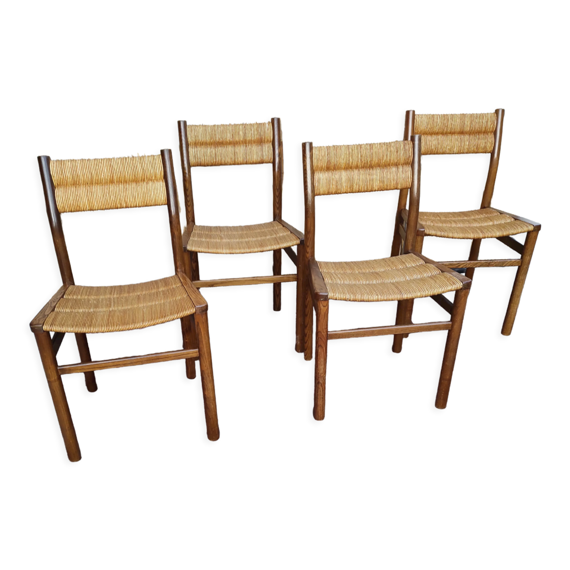 Lot 4 straw chairs by Pierre Gautier-Delaye, weekend model