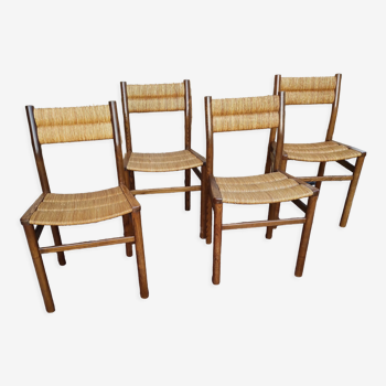 Lot 4 straw chairs by Pierre Gautier-Delaye, weekend model