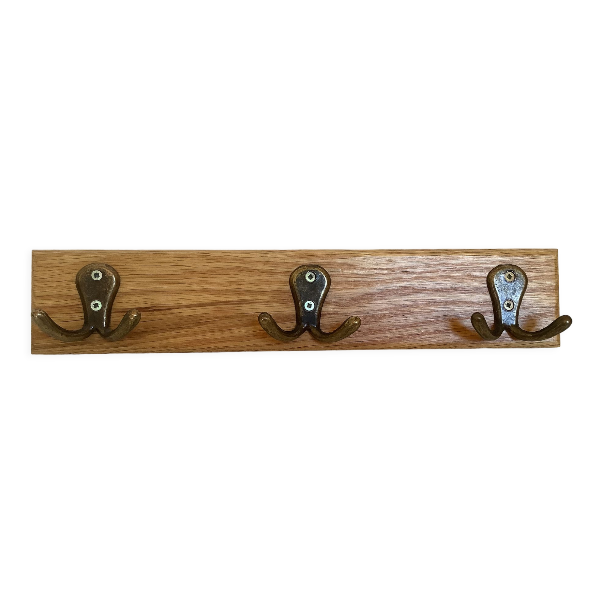 Wood metal coat rack three double hooks
