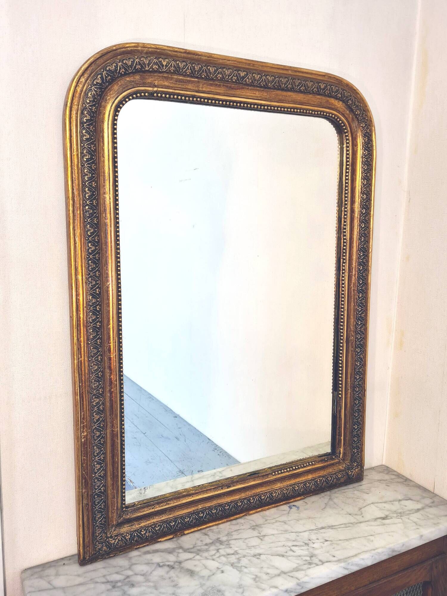 Antique large Louis Philippe mirror, decorated with gilt leaf - "Claude"