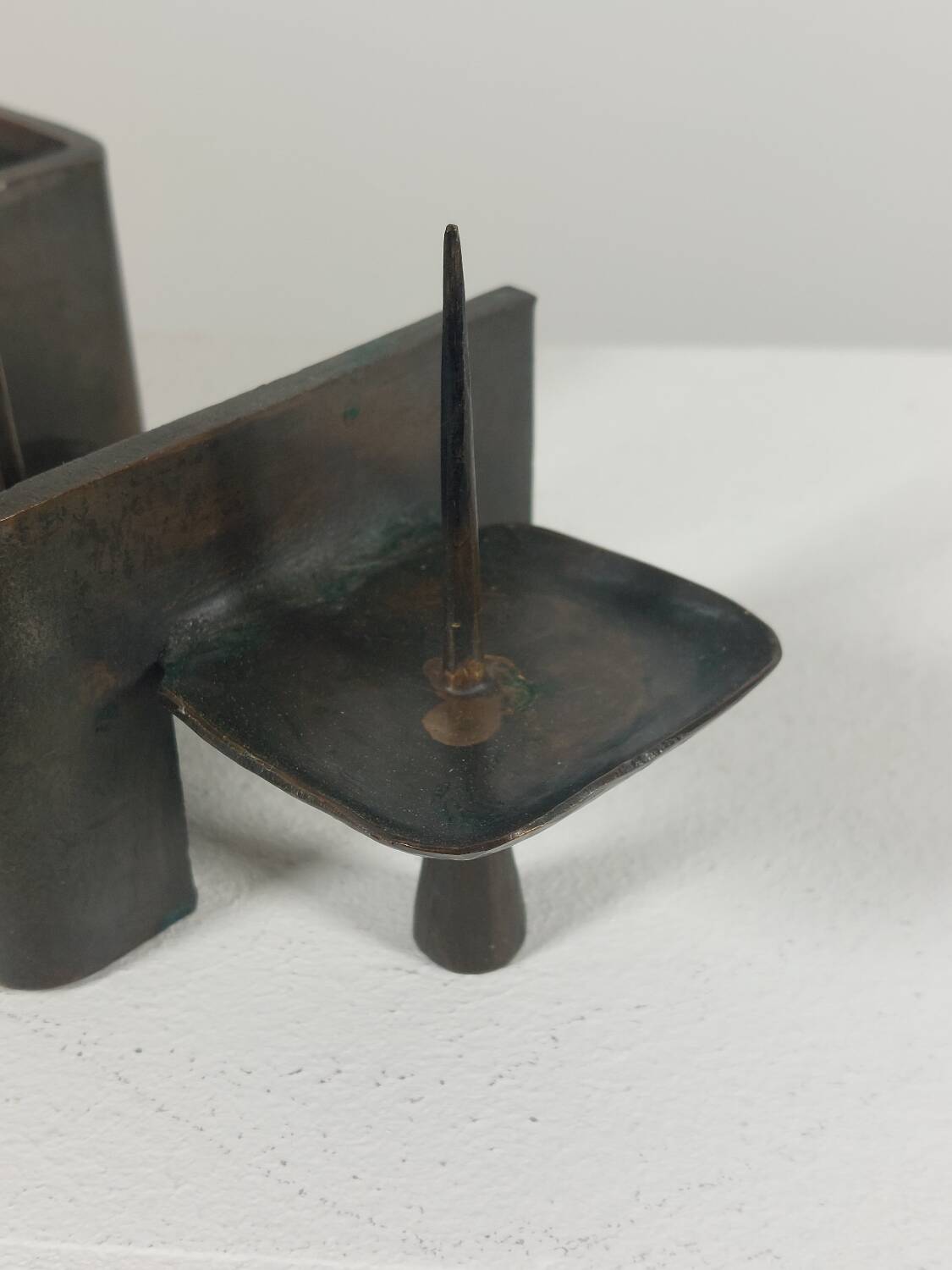 Vintage brutalist bronze candlestick by Wolfgang Bergmeister