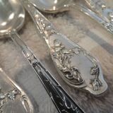 12 silver-plated coffee spoons by Boulenger, Art Nouveau thistles